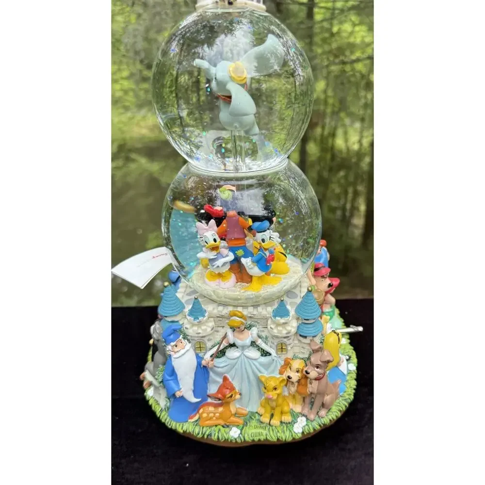 Vintage Disney “A Magical Gathering” Double Snow Globe-Music Lights Movement MIB